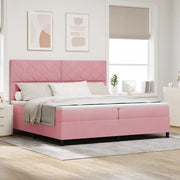 Letto a molle con materasso Rosa 200 x 200 cm Velluto 3339925