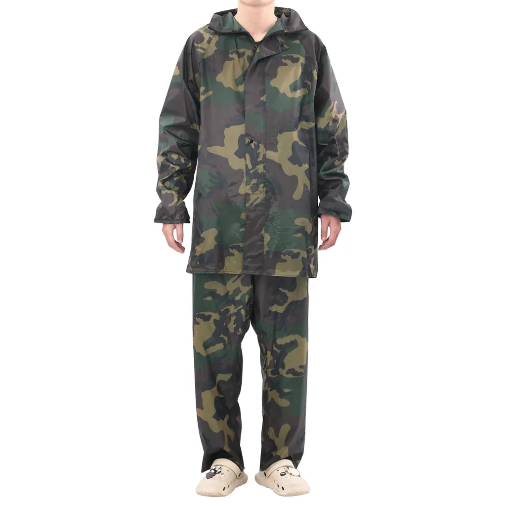 Completo Impermeabile Mimetico con Cappuccio L 2 pz per Uomini CFW1365905