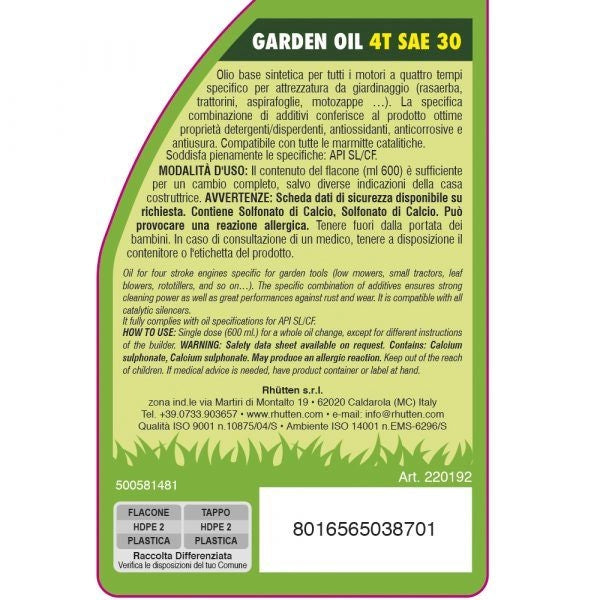 Olio garden 4t sae 30 ml600