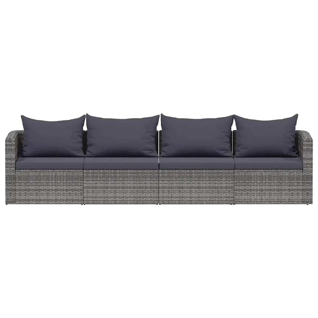 Set Divani da Giardino 4 pz con Cuscini Grigio in Polyrattan