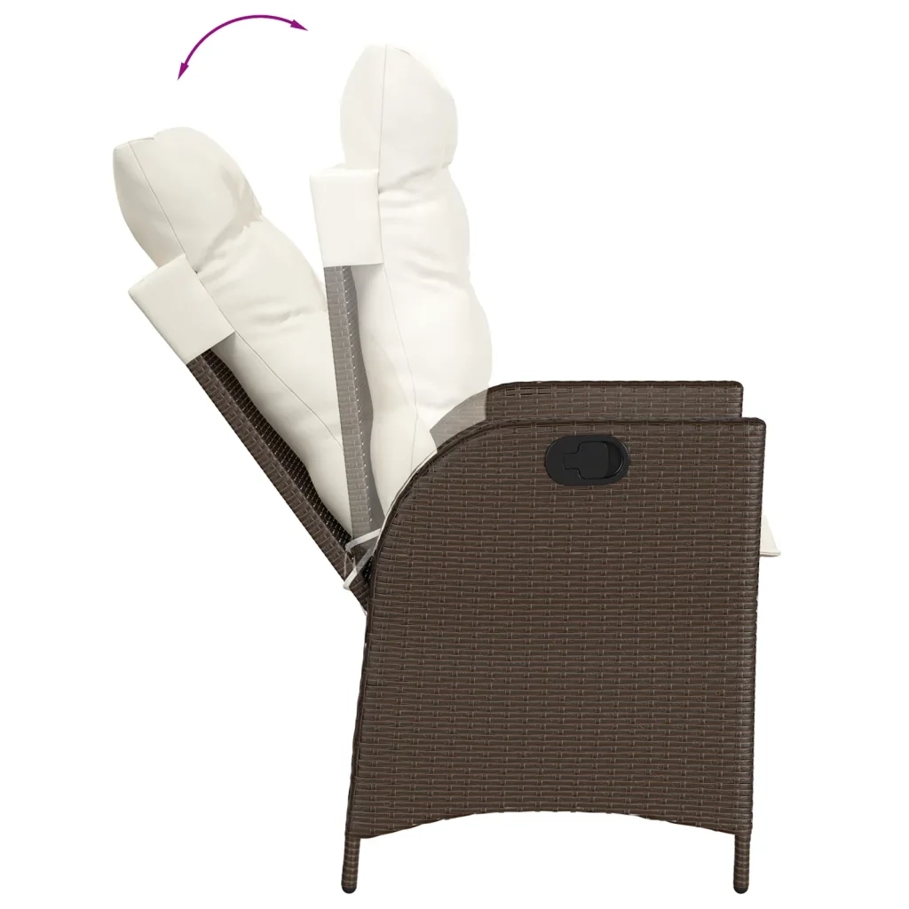 Set da Pranzo da Giardino 7pz con Cuscini in Polyrattan Marrone 3213118