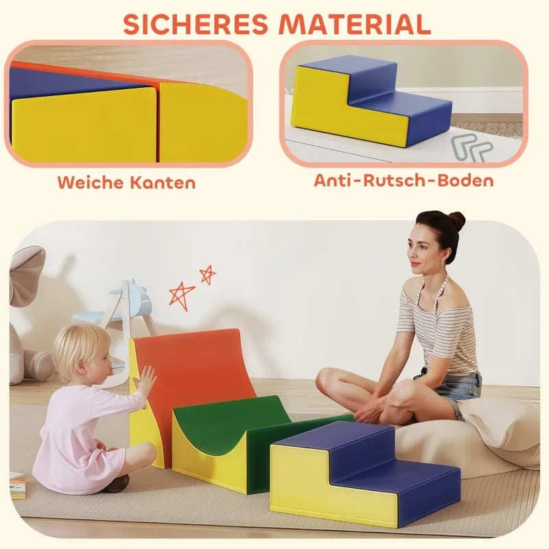 Set arrampicata e gattonamento 3 pezzi per bambini, pelle sintetica, schiuma, giallo