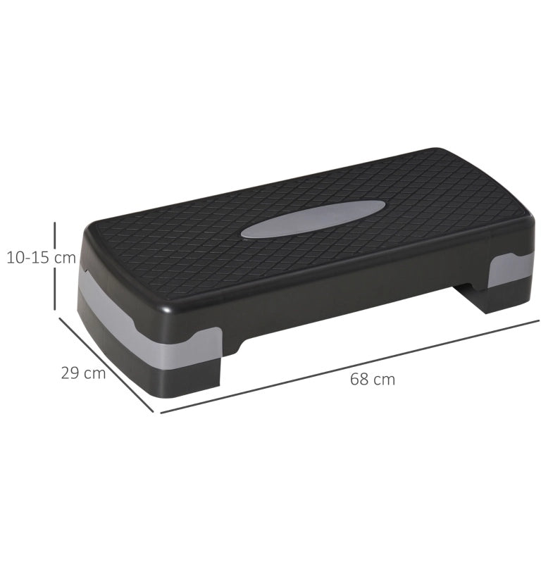 Step aerobica ULEVR regolabile in altezza 10/15 cm, superficie antiscivolo, nero, portata 150 kg