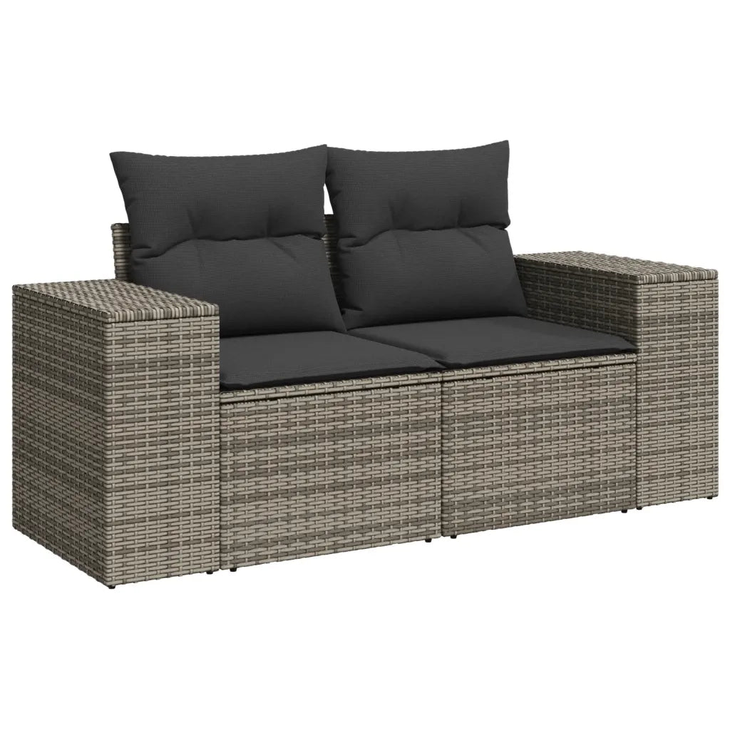 Set Divano da Giardino 10 pz con Cuscini Grigio in Polyrattan 3223069