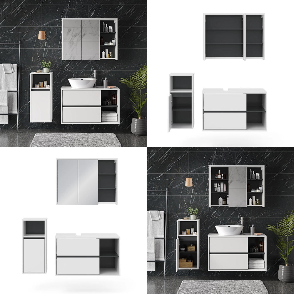 Vicco Set mobili bagno Bianco 3 parti