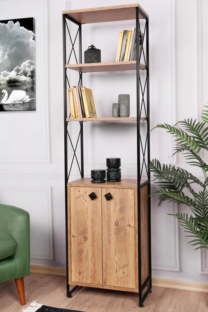 Libreria in legno "Tervel" - 49 x 30 x 180 cm - Marrone