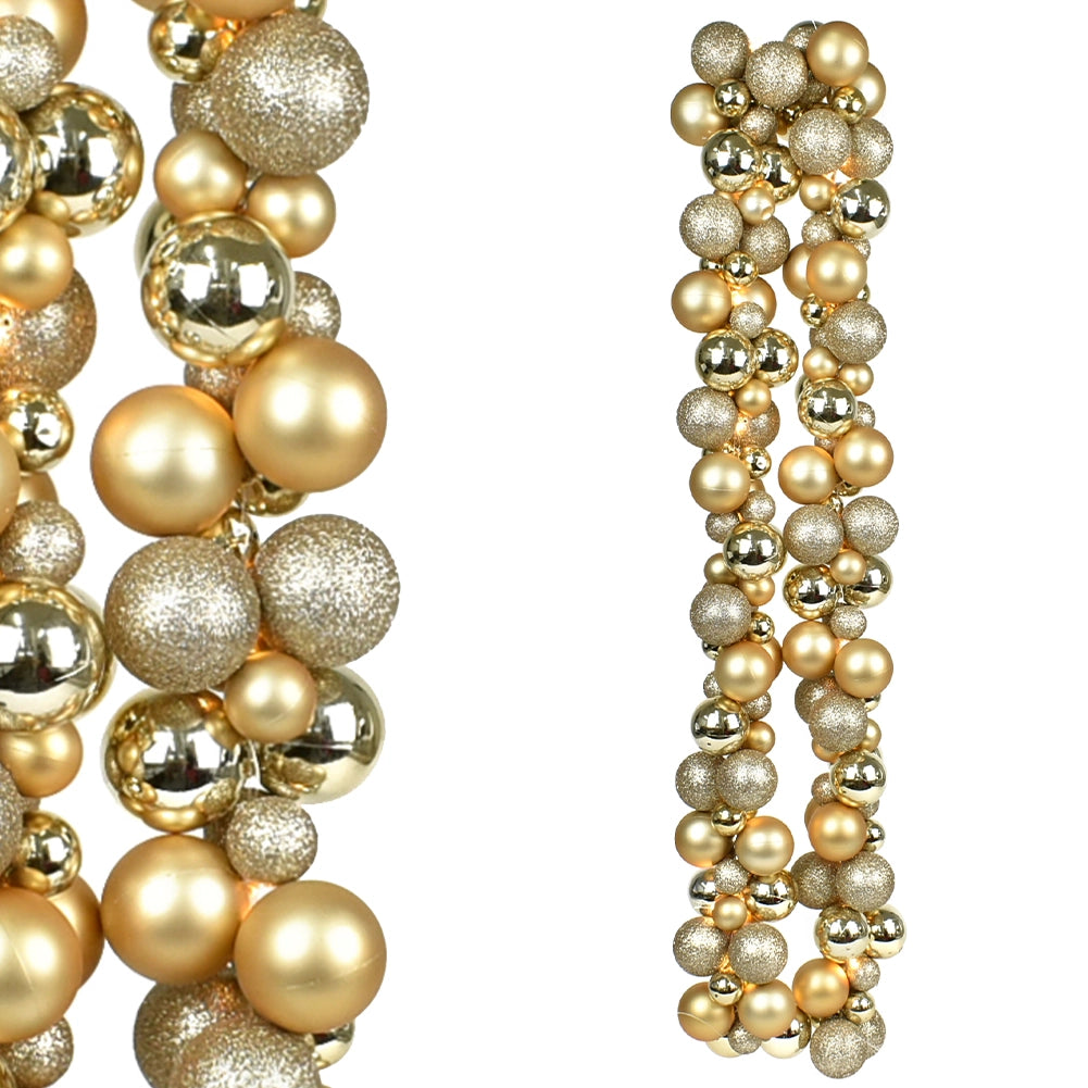 Ghirlanda Natalizia 142 Palline Natale 180cm Festone LED Natalizio Oro