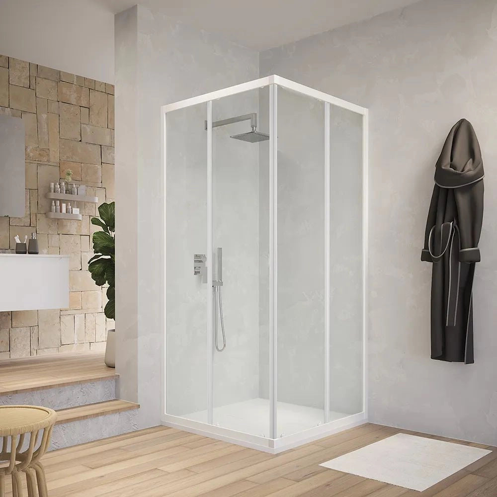 Box cabina doccia angolare con due ante scorrevoli in cristallo temprato trasparente *** misure 76.5-79.5x116.5-119.5...