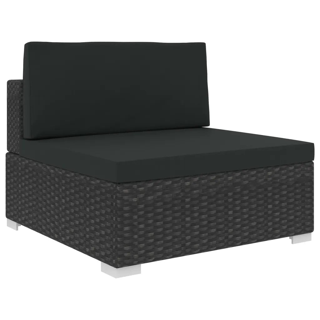 Set Divani da Giardino 8 pz con Cuscini in Polyrattan Nero