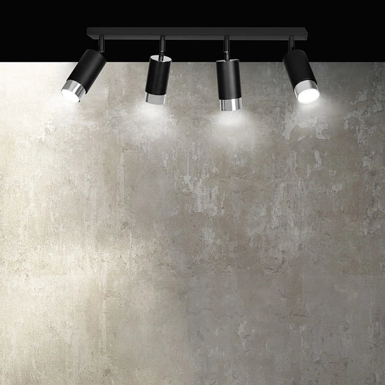 Plafoniera Emibig HIRO 4 faretti GU10 nero/cromo 60cm