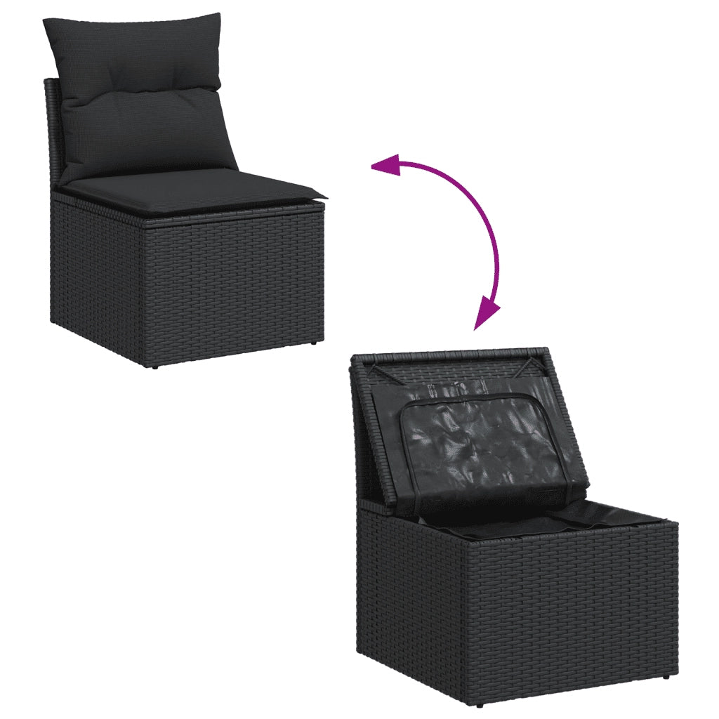 Set Divani da Giardino 5 pz con Cuscini in Polyrattan Nero 3249394