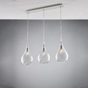 Lampadario Binario Moderno Pluvia Metallo Trasparente 3 Luci E27