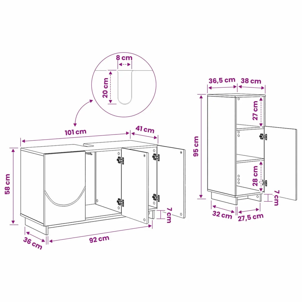 Set mobili da bagno 2 pz Nero Legno ingegnerizzato 3433074