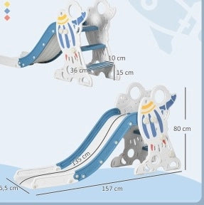 Scivolo per bambini da interno, design razzo, blu, 157 x 46,5 x 80 cm