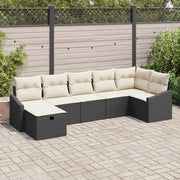 Set di divani con cuscino 7 pcs Nero polyrattan 3359296