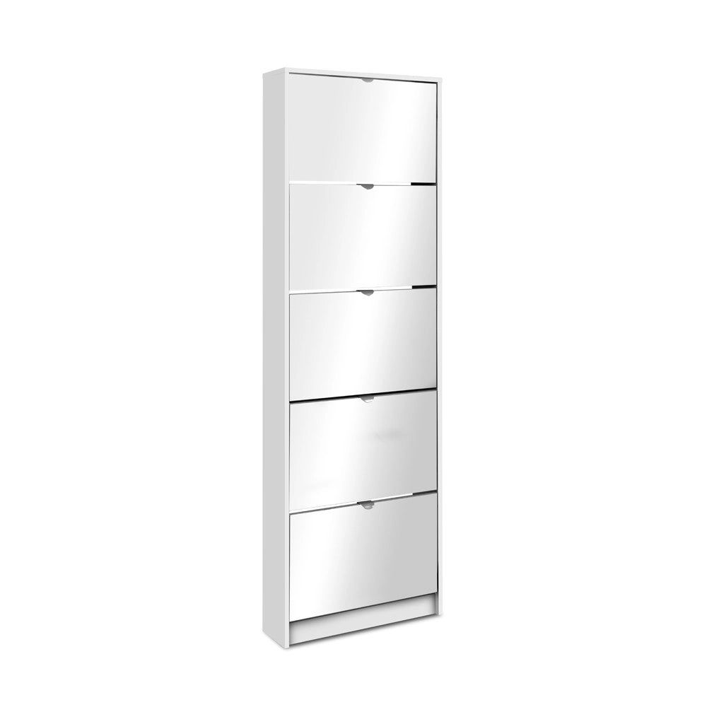 Scarpiera specchio Koblenz 5 ante ribalta colore bianco