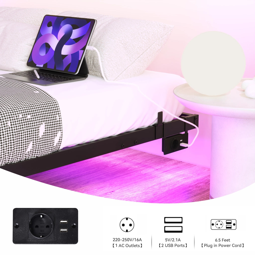 letto a sospensione metallo nero 120 x 200 cm