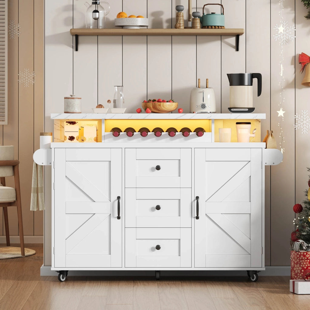 Isola cucina mobile con piano ribaltabile e LED