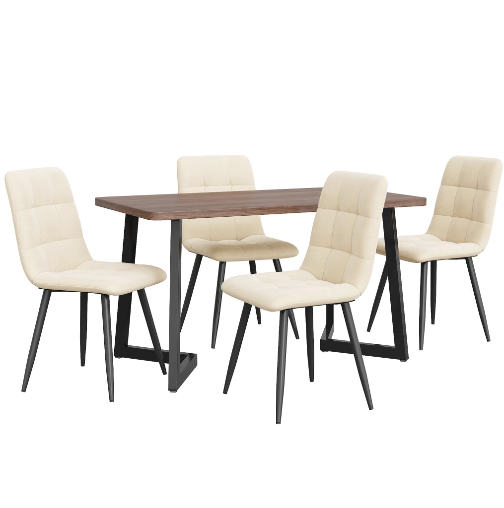 Set tavolo da pranzo con 4 sedie in velluto