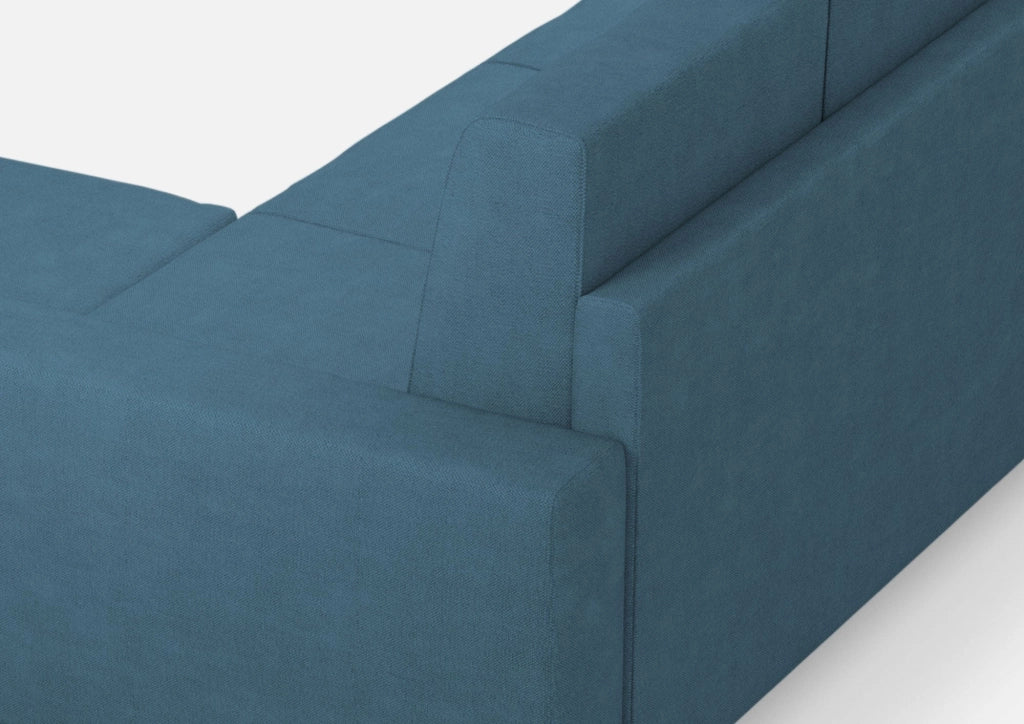 Divano 3 Posti con Pouf 208x155x85 cm Sakar in Tessuto Avio