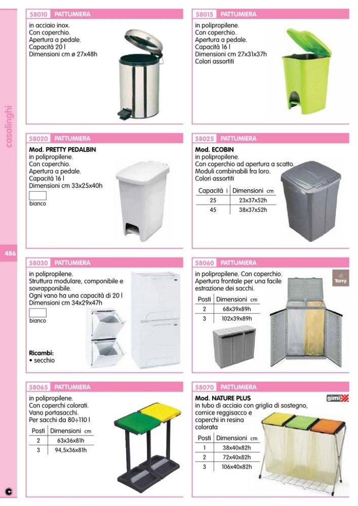 1pz pattumiera 2 ante 68x39xh89 cm ecoline2 terry cod:ferx.34438.stock