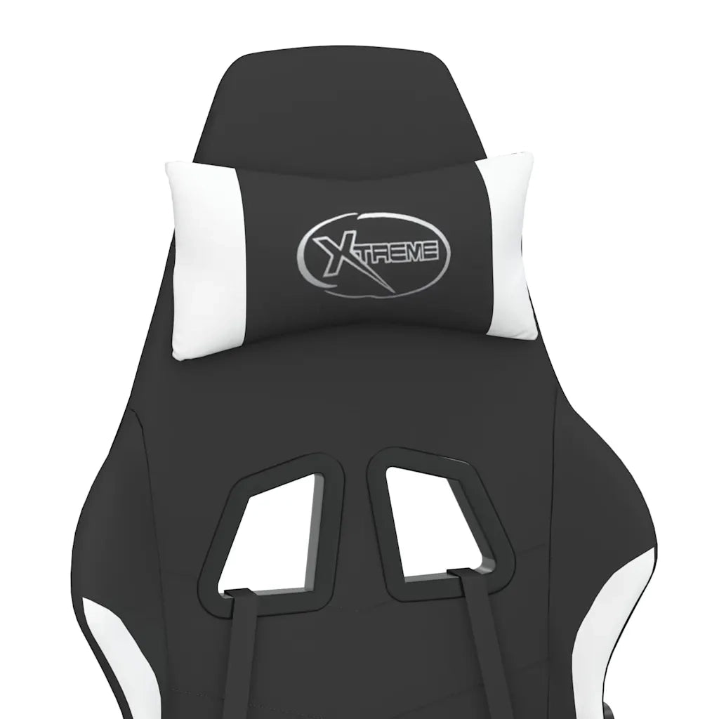 Sedia da Gaming Nero e Bianco in Tessuto 345477
