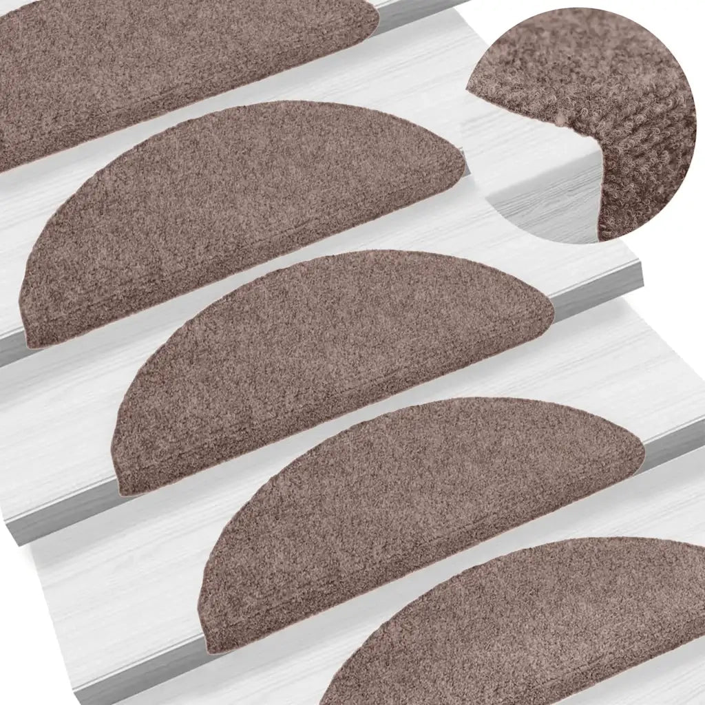 Tappetini per scale autoadesivi 5 pz | Gradini per Scale 56x17x3 cm Marrone Chiaro Semicircolari