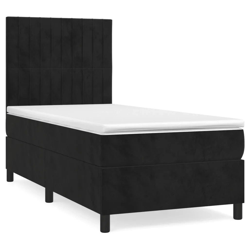Giroletto a Molle con Materasso Nero 90x190 cm in Velluto 3143117