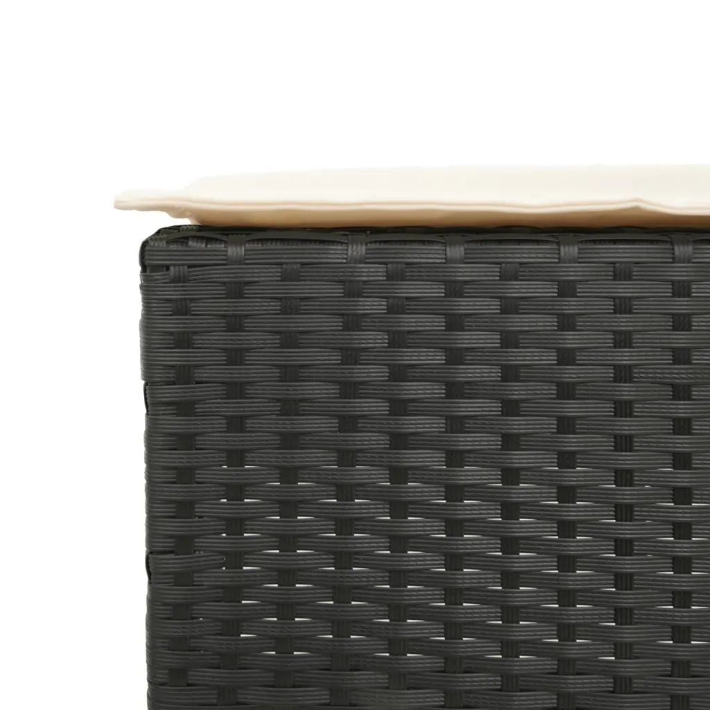 Set Bar da Giardino 3 pz con Cuscini in Polyrattan Nero 3261476