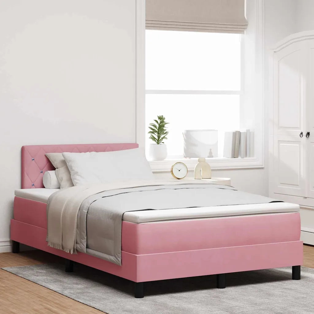 Letto a molle con materasso Rosa 120 x 190 cm Velluto 3339097
