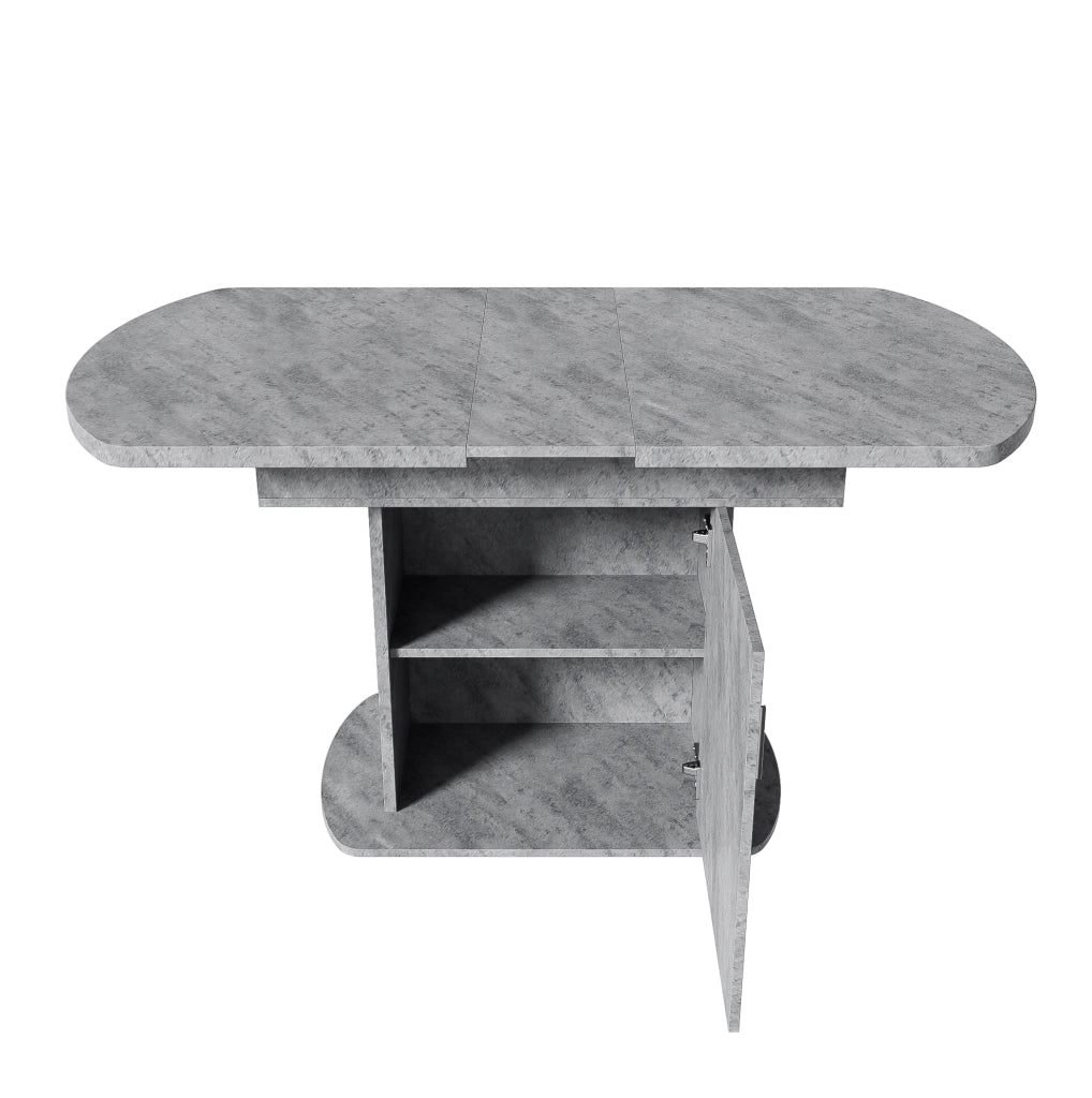 Tavolo da pranzo allungabile con contenitori; grigio