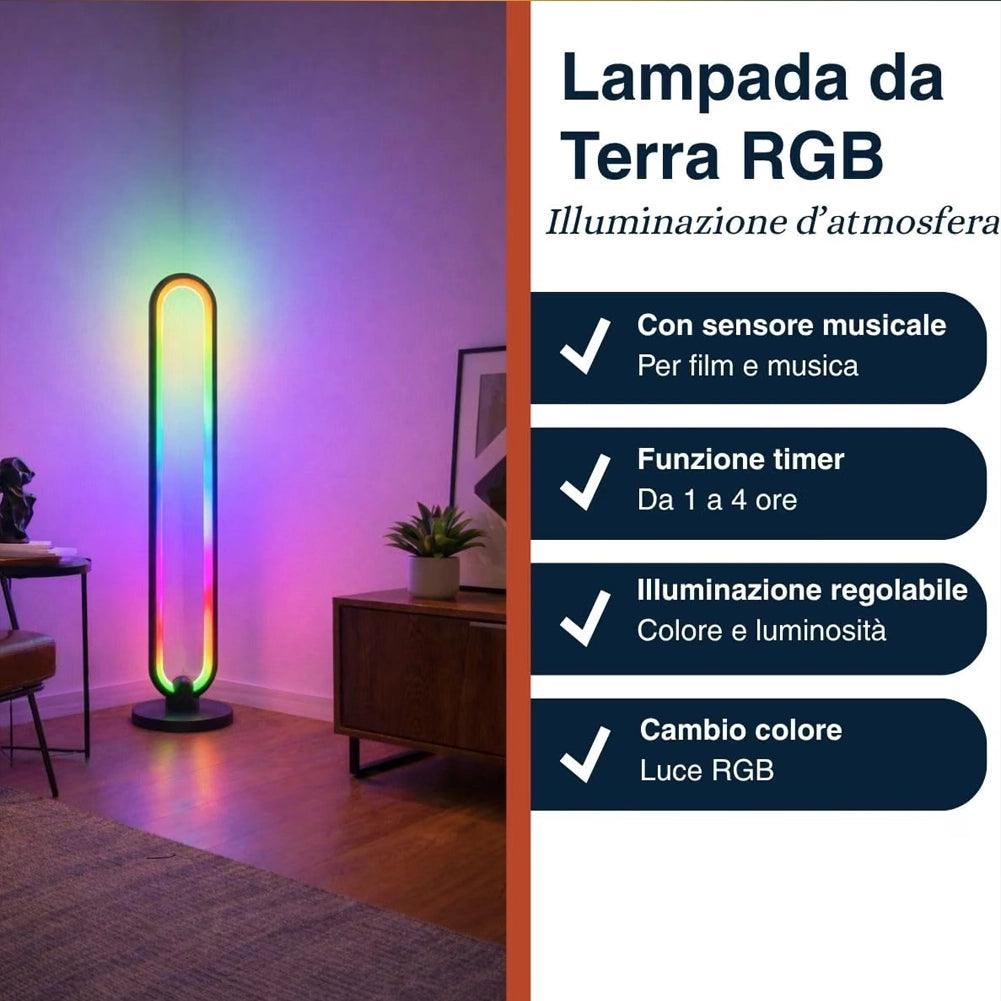 Lampada da Terra RGB 104.5cm Telecomando Illuminazione Timer e Modalità Musica