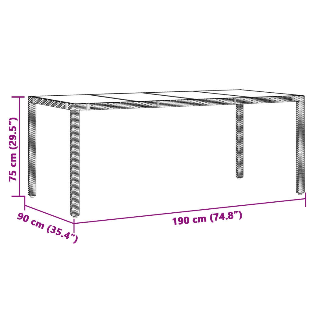 Set da Pranzo da Giardino 7 pz Nero con Cuscini in Polyrattan 3276697