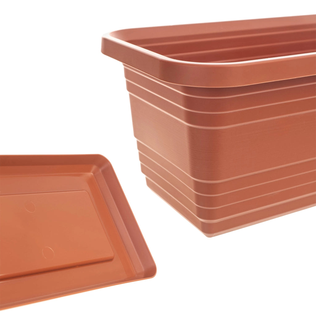 Vaso da fiori per balcone KADAX, 40 cm + sottovaso rosso mattone
