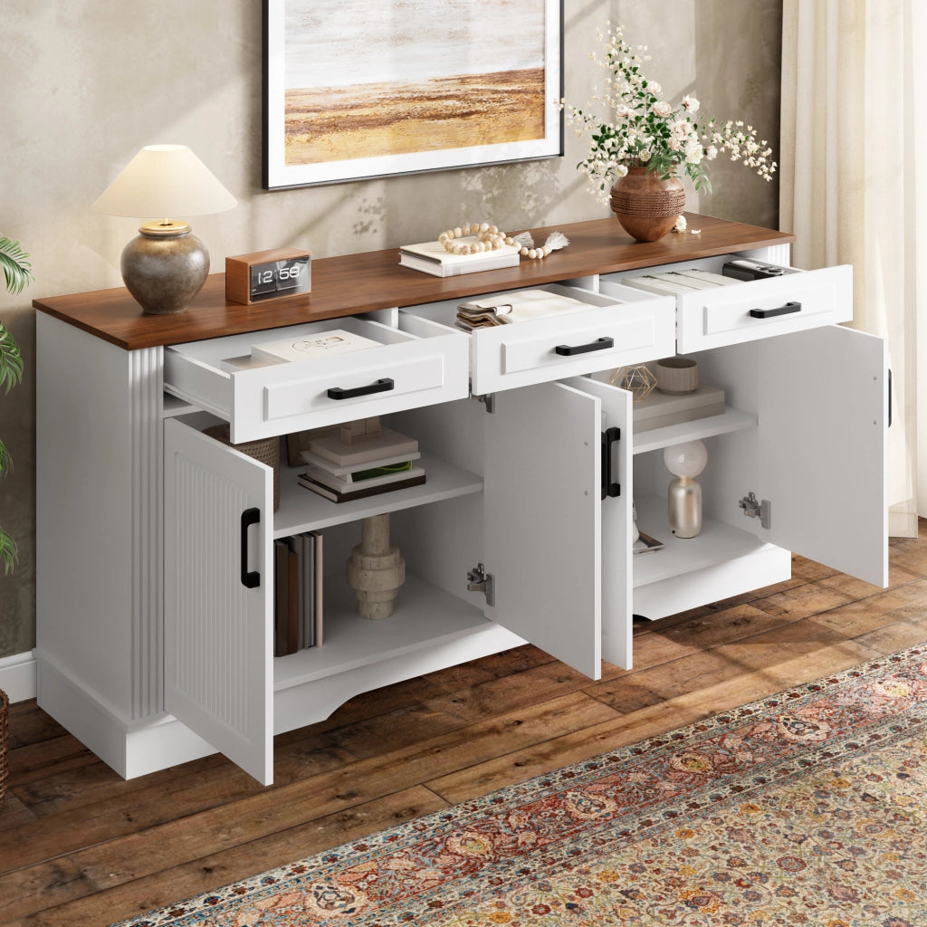 Credenza con cassetti in MDF bianco