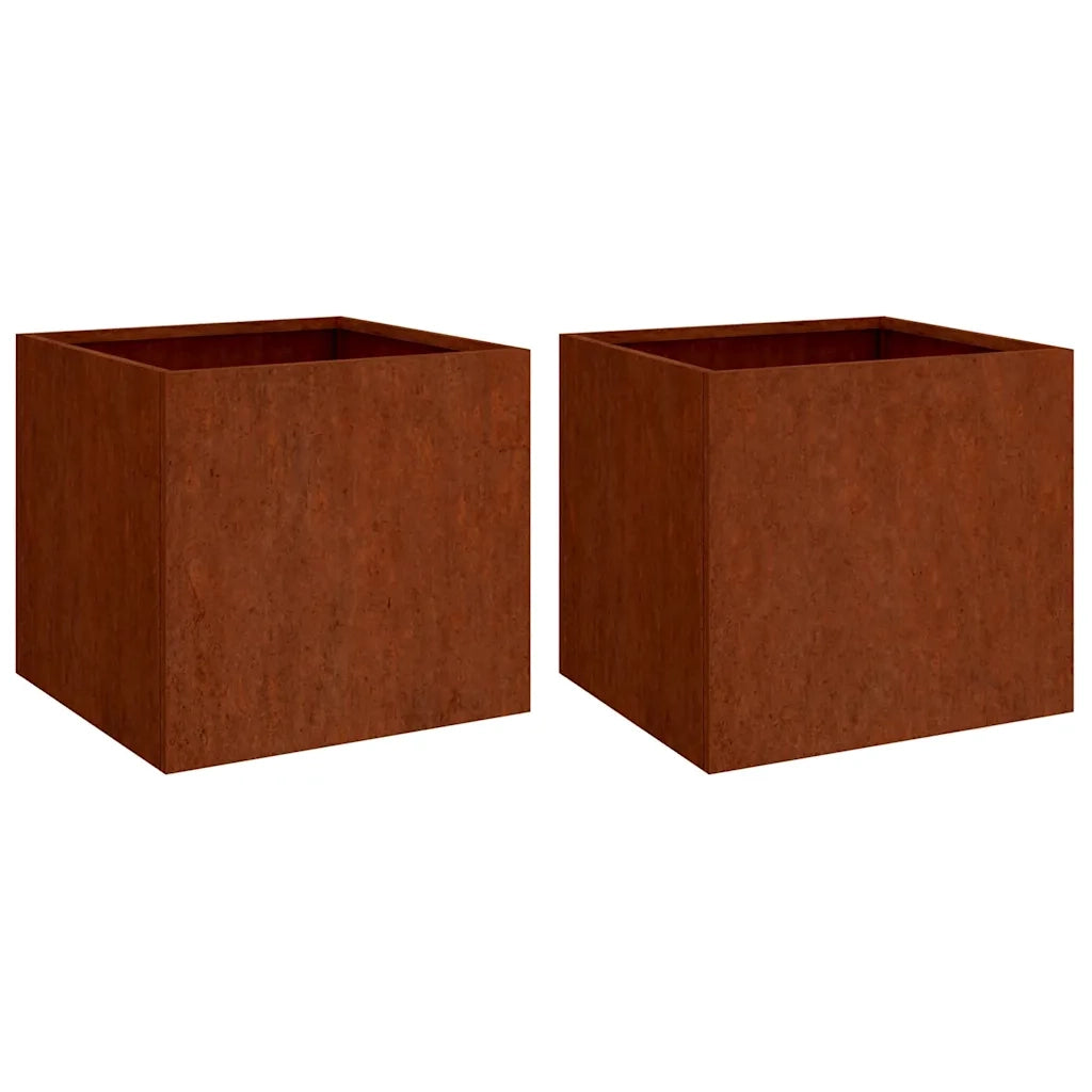Fioriere 2 pz 49x47x46 cm Acciaio Corten 821552