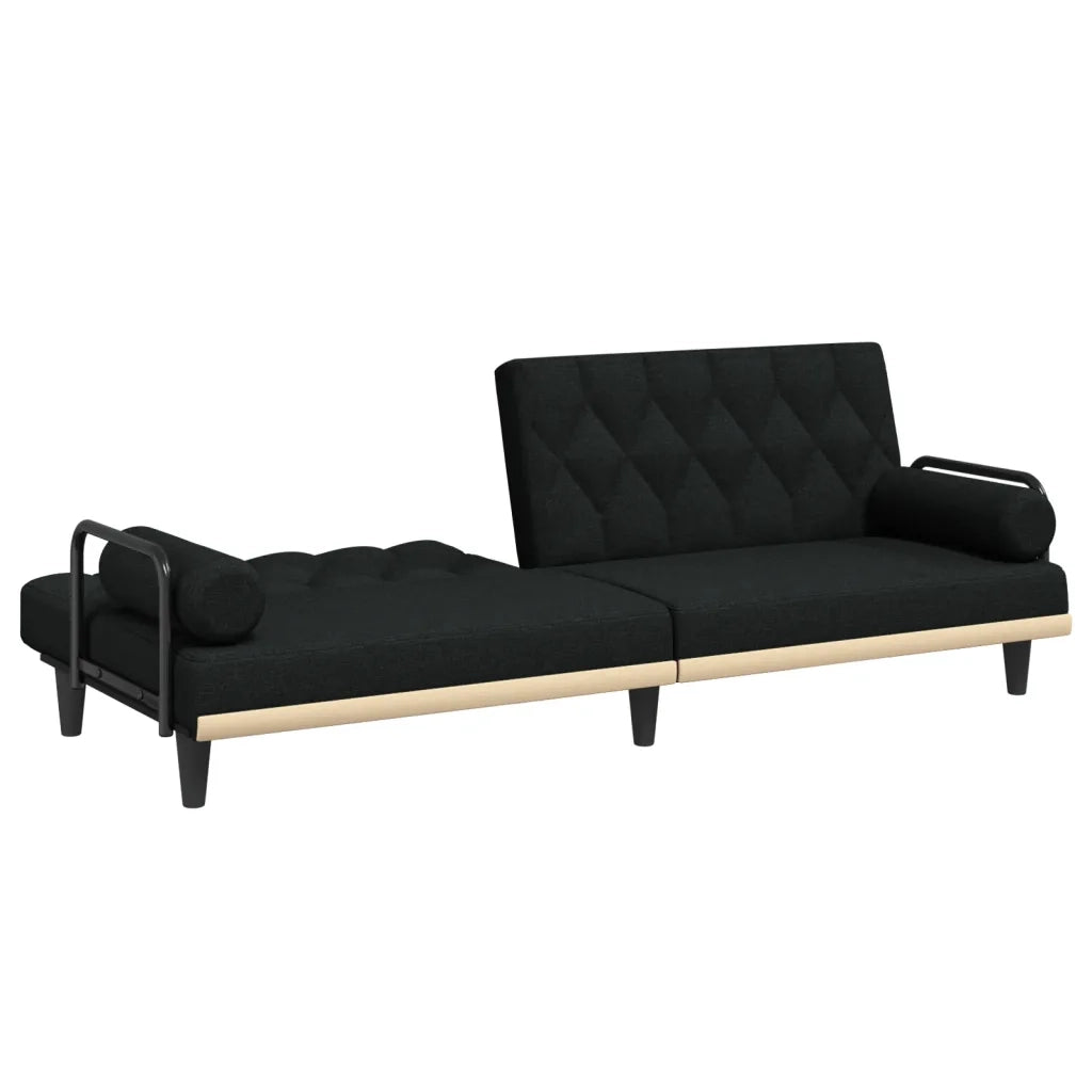 Divano Letto con Braccioli Nero in Tessuto 351939