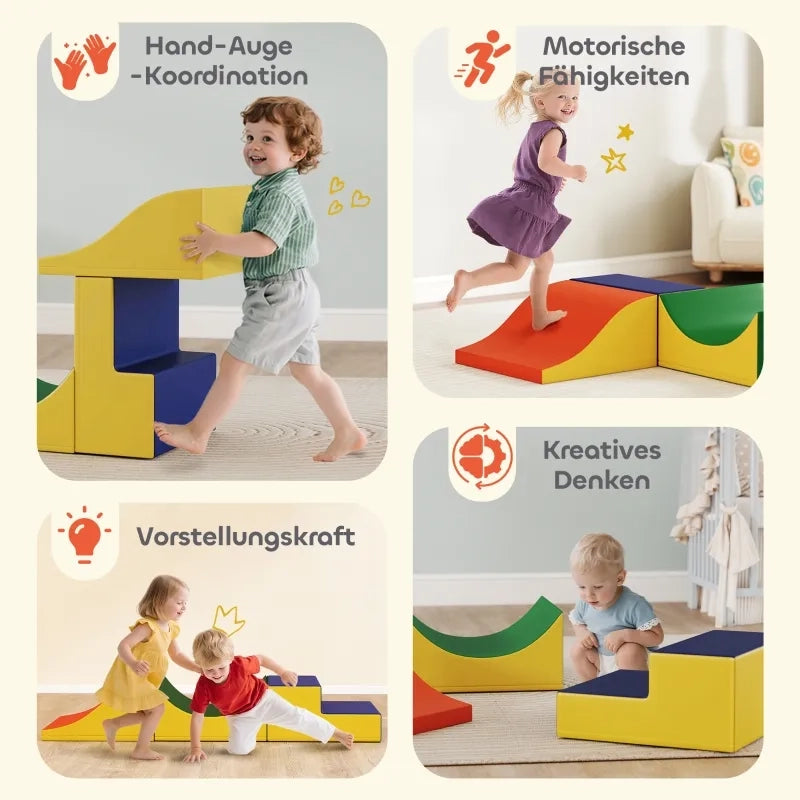Set arrampicata e gattonamento 3 pezzi per bambini, pelle sintetica, schiuma, giallo