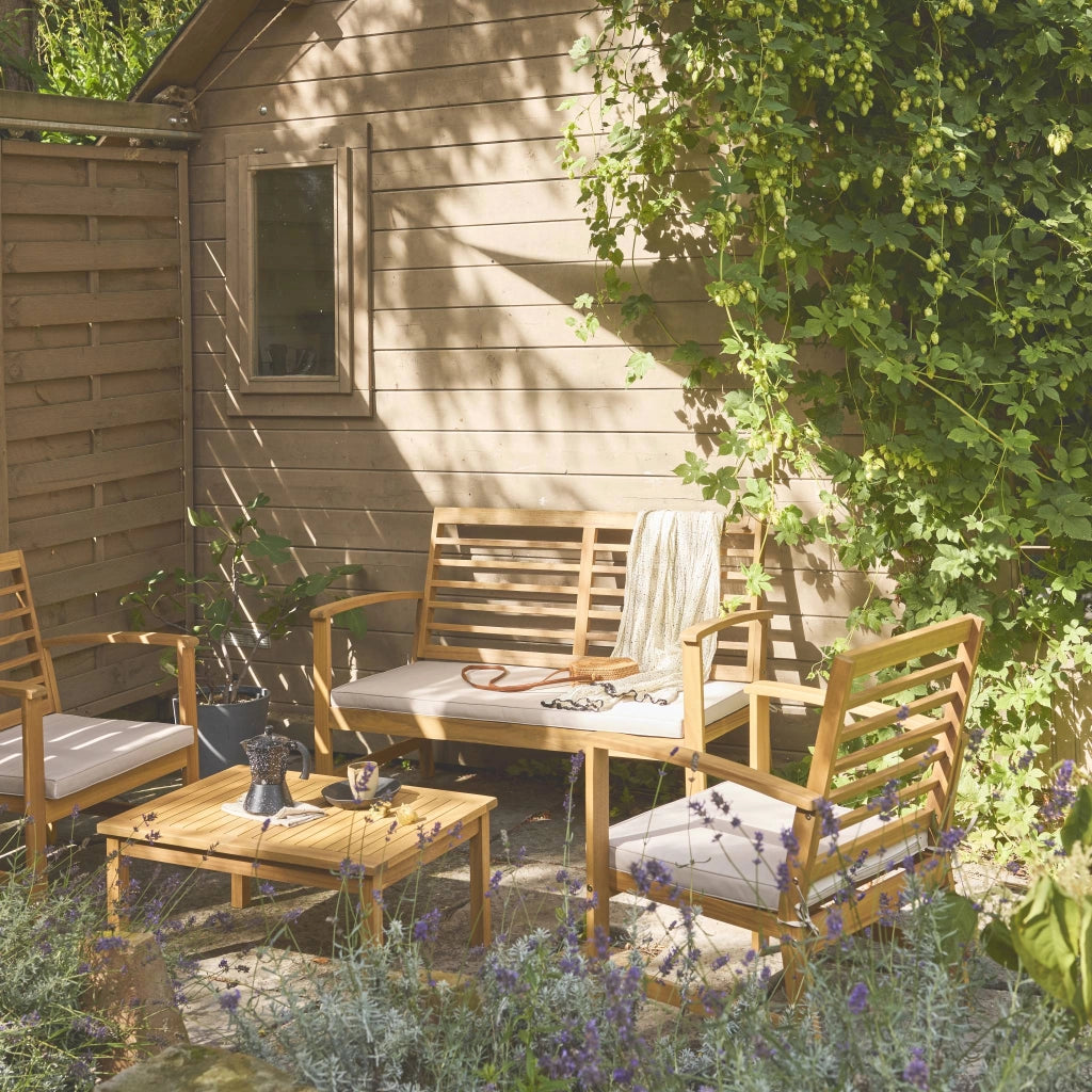 Set da giardino in legno di acacia per 4 persone, beige