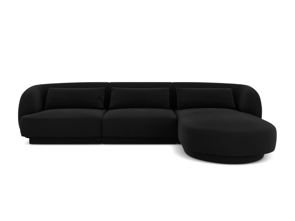 Cosmopolitan Design - Divano angolare destro "Tulum" 4 posti in velluto nero 
