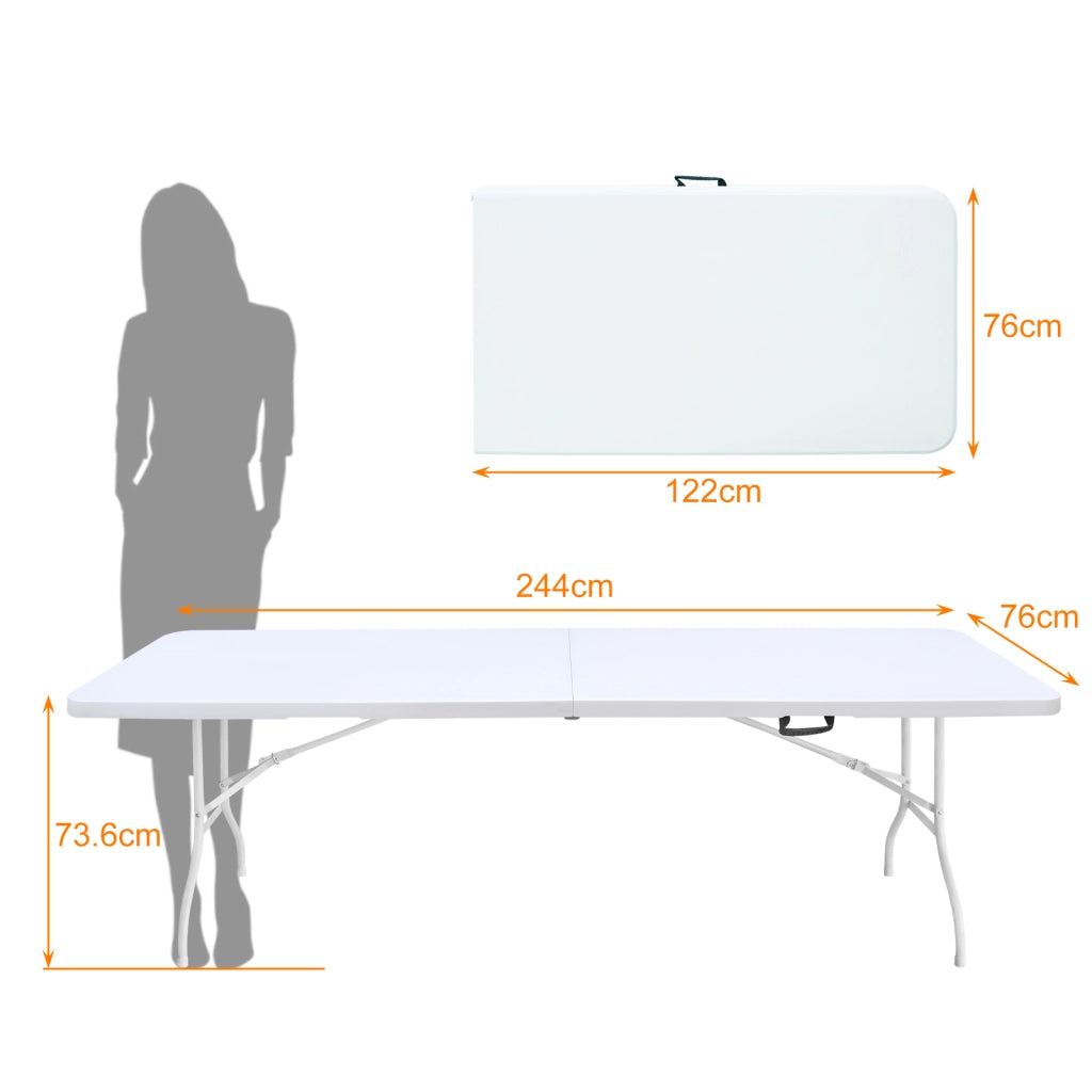 TAVOLO Pieghevole Multiuso 244 x 76 x 73,6 cm Bianco in Ferro e Plastica