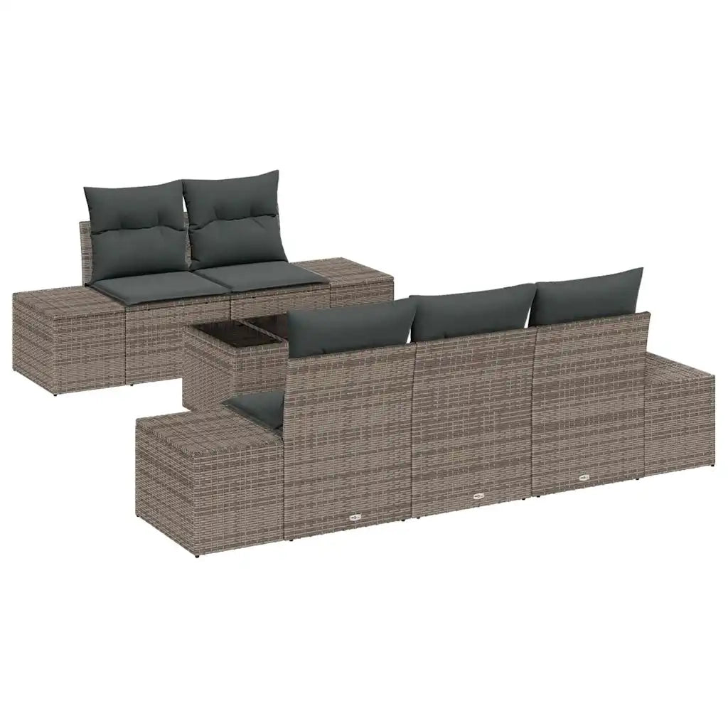 Set Divano da Giardino con cuscino 6 pcs Grigio polyrattan 3355608