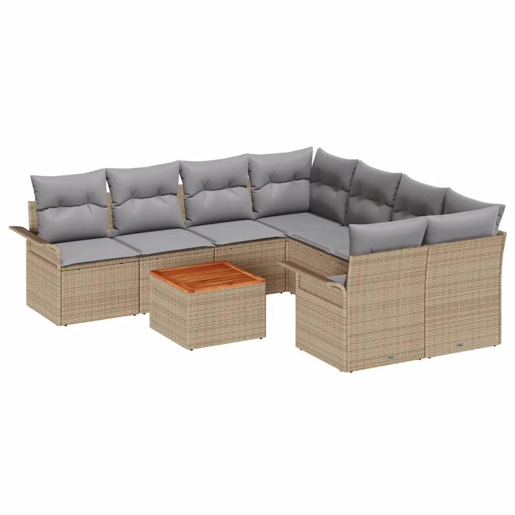 Set Divano da Giardino con cuscino 9 pcs Beige polyrattan 3347308