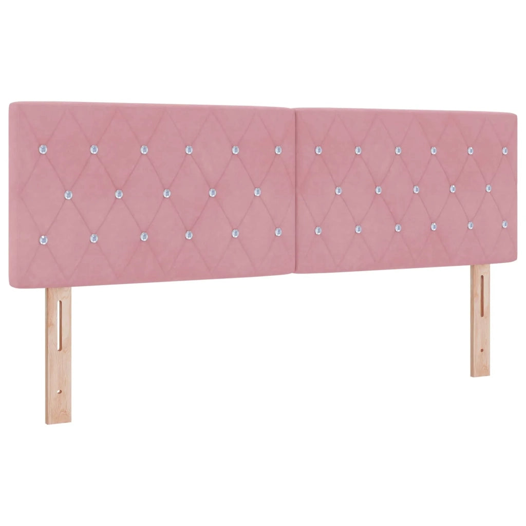 Letto con Box Spring, Materasso e LED Rosa 140 x 200 cm Velluto 3452191