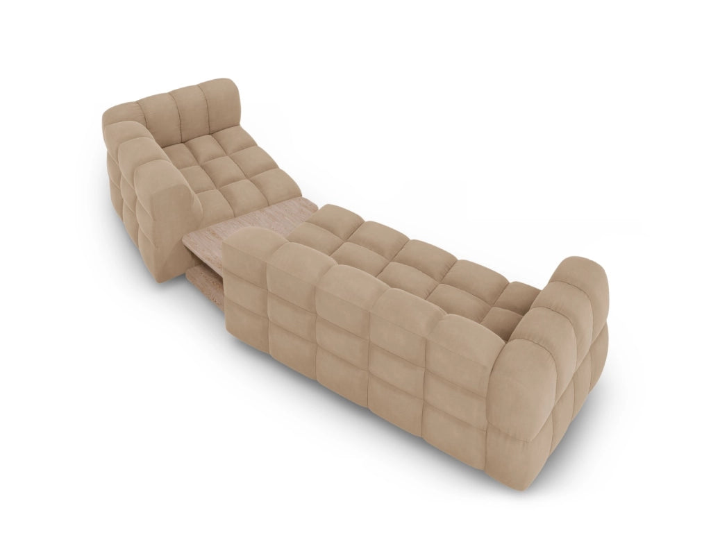 Cosmopolitan Design - Divano modulare destro "Sky" 3 posti in velluto sabbia 