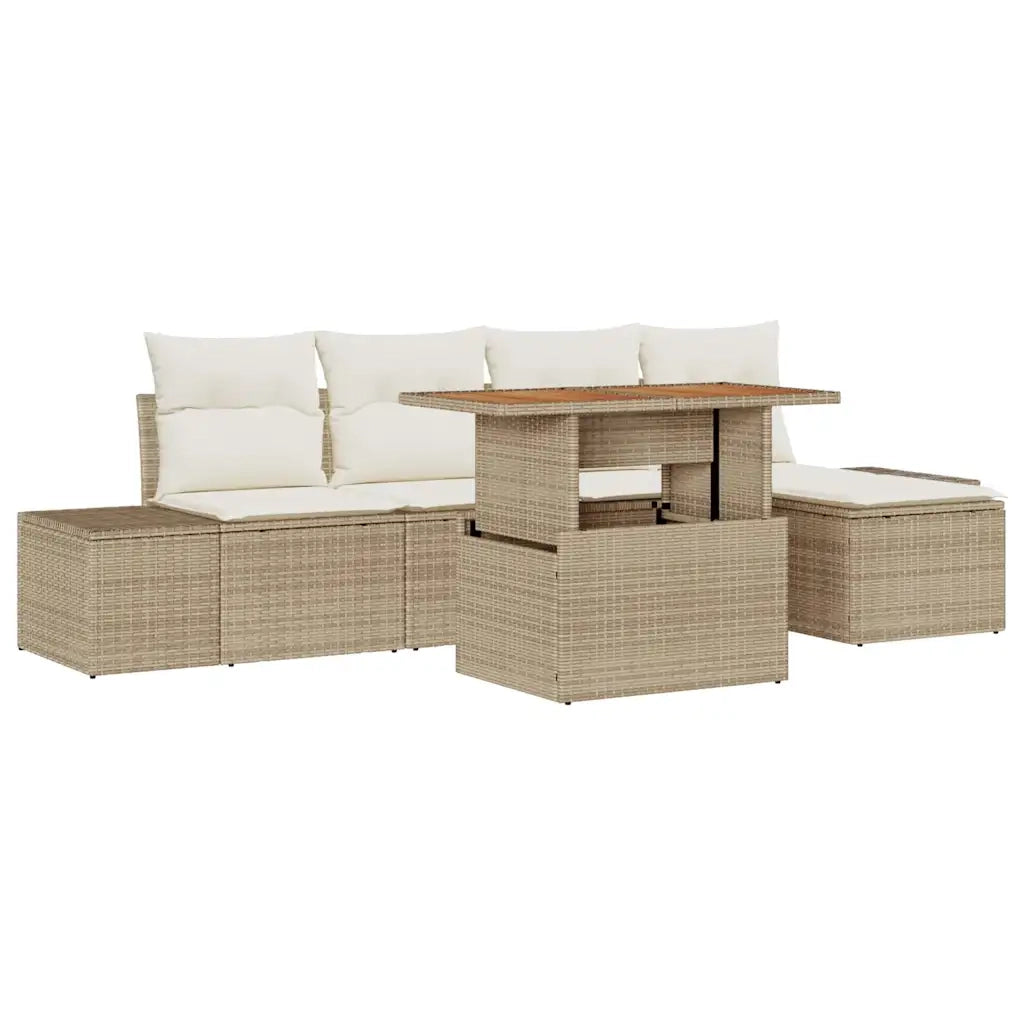 Set da Pranzo per Giardino con cuscino 6 pcs Beige e Crema 3349952
