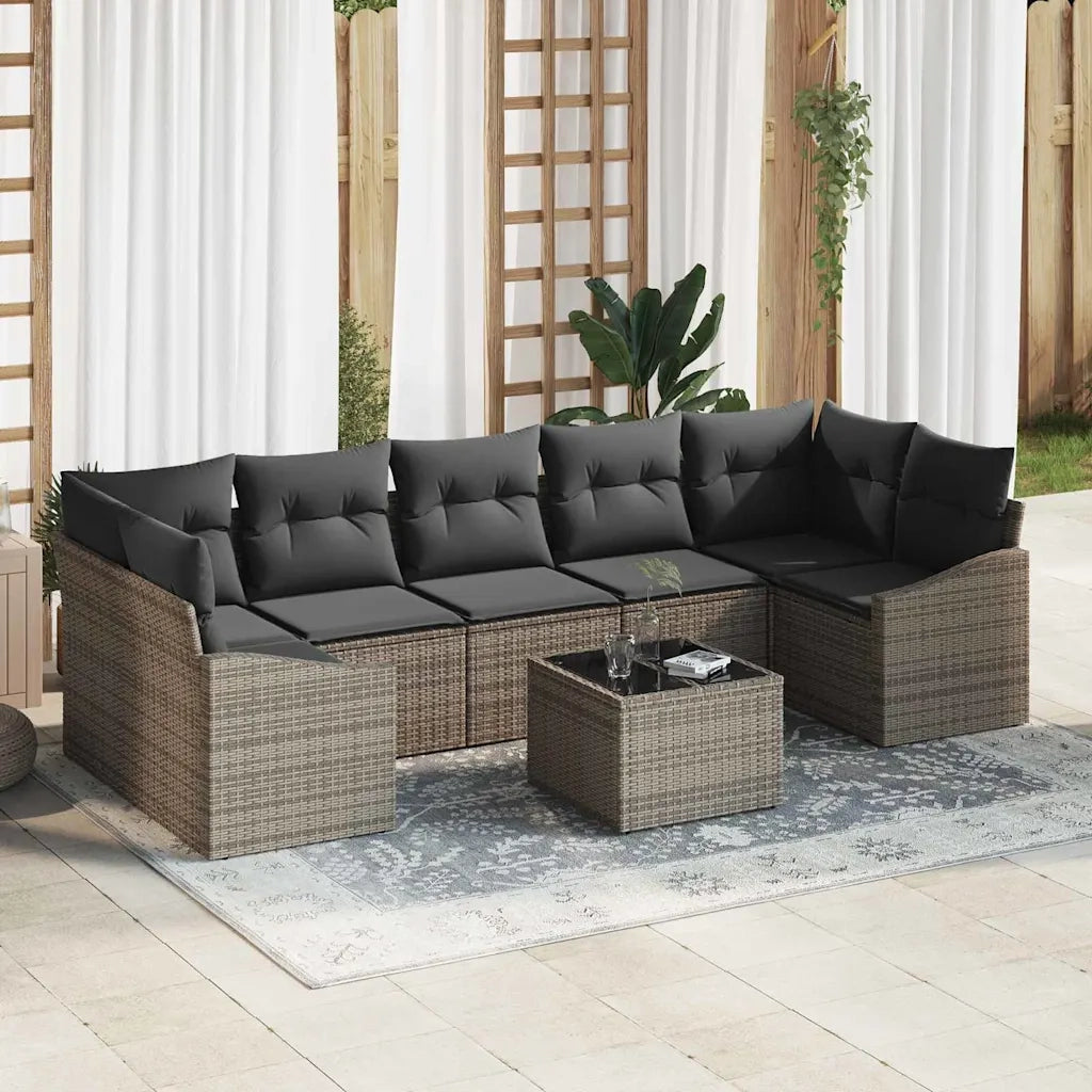 Set di divani con cuscino 8 pcs Grigio polyrattan 3355308