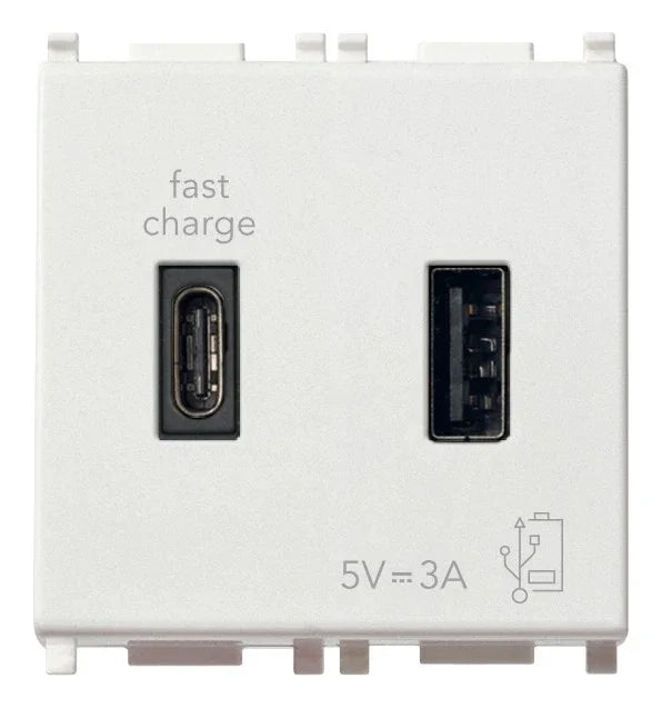 Vimar Plana USB A+C 5V 2,4A 1 Modulo Bianco 14295.AC