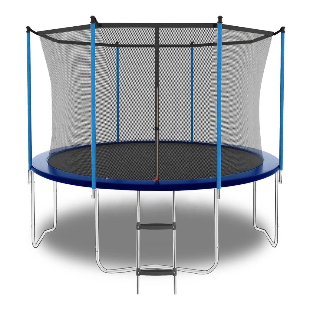 Trampolino 8FT da esterno, blu, con rete di sicurezza e scala, portata 181 kg