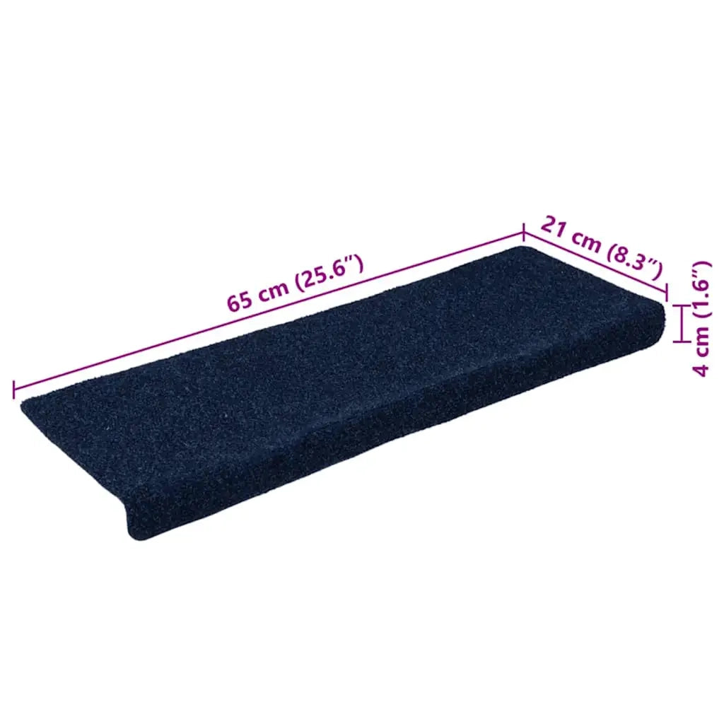 Tappetini per scale autoadesivi 30 pz 65x21x4 cm blu navy bordo rettangolare 3365701